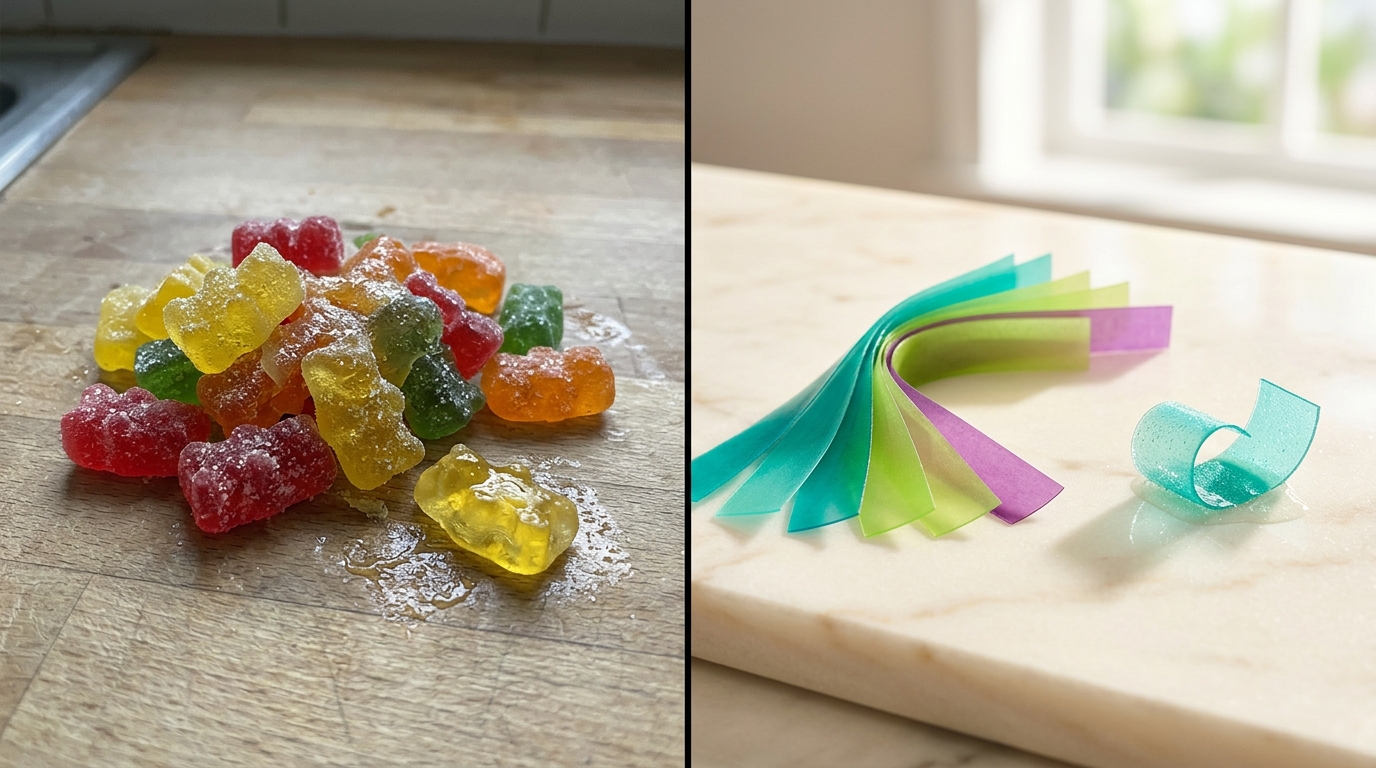Gummy vitamins vs Pickie dissolving strips